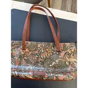 Sakroots Shoulder Bag Multi Color‎ Floral Print Leather Trim